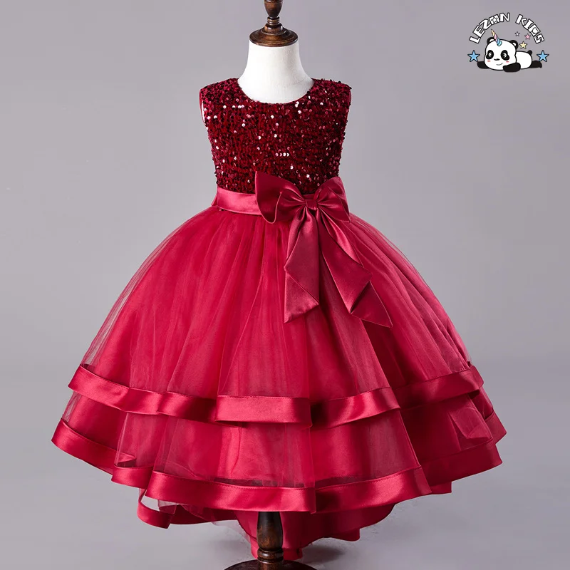 LEZONKIDS - Vestido de jantar tuxedo para meninas sem mangas com saia de malha e capa, saia de princesa com laço e lantejoulas, estilo doce e longo